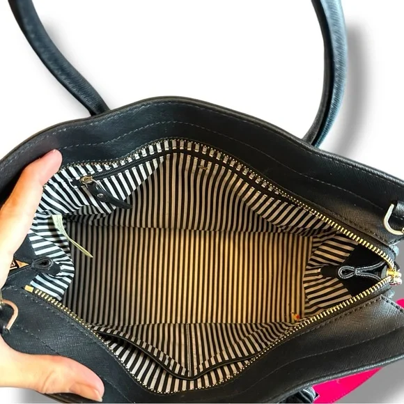 Kate Spade Black Cameron Street Candace handbag with striped strap & tassel - Picture 8 of 15